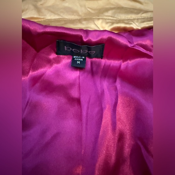 Pre-loved Bebe Gold Satin Double Breasted Trench Coat - Picture 6 of 7